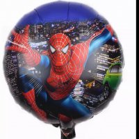 Спайдърмен Spiderman нощ кръгъл фолио фолиев балон хелий или въздух рожден ден, снимка 1 - Други - 33928701