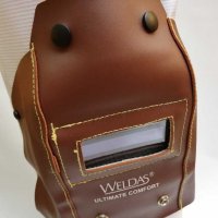 WELDAS Маска заваръчна кожена,соларен панел реален цвят DIN 5-13.Сменяема батерия , снимка 11 - Други машини и части - 29917016