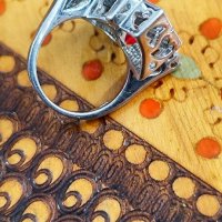 Дизайнерски фрезован със сърца , сребърен пръстен със циркони размер 17мм, снимка 3 - Пръстени - 40324348