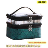 Козметична чанта за гримове от прозрачен силикон на две нива - КОД 3024, снимка 9 - Други - 44733220