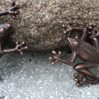 Лот масивни чугунени жаби, 660гр, снимка 2 - Градински мебели, декорация  - 31659252