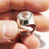 мъжки сребърен пръстен, солиден мъжки пръстен с голям камък - цирконий - стар внос от Щатите ., снимка 2 - Пръстени - 31568998