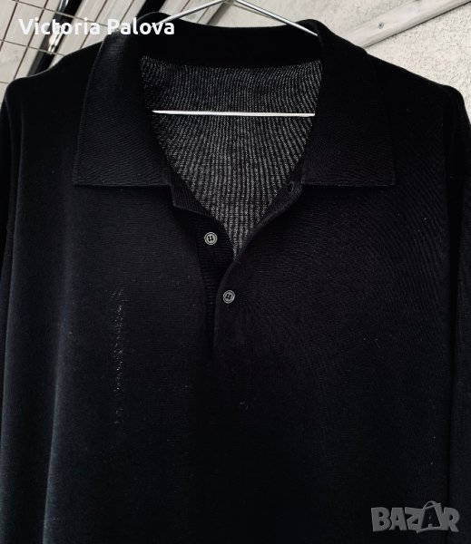 Черна блуза с копчета копринен трикотаж Германия, снимка 1