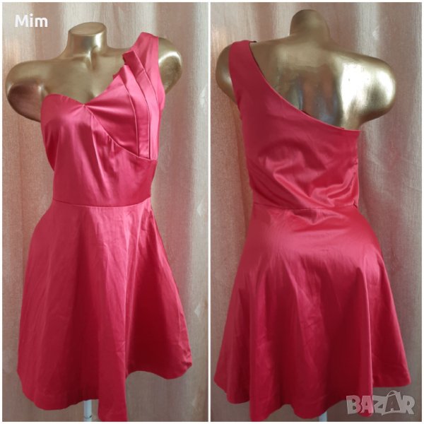 FISHZONE M Червена сатенена рокля с една презрамка, снимка 1