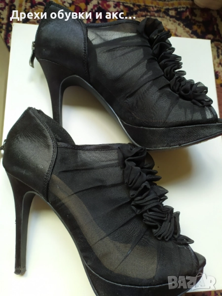 Черни сандали на висок ток 37 номер обувани веднъж 20лв, снимка 1