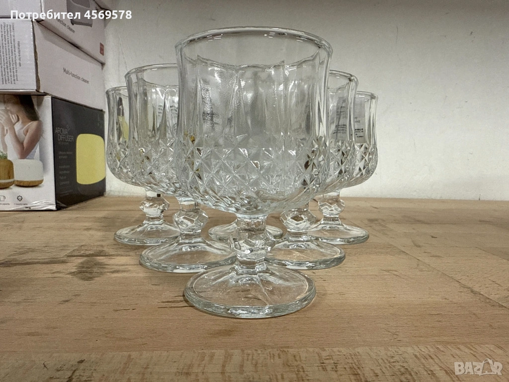 ☝☝☝ПРОМОЦИЯ! 🌟Има САМО 3бр. Комплект от 6 бр. чаши за вино със столчета за елегантно сервиране!, снимка 1