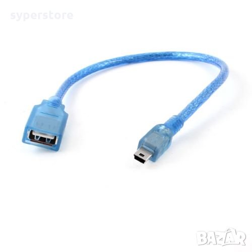 Преходник Mini USB - USB OTG женско Digital One SP01029 On-The-Go M/F-0.30m Кабел , снимка 1