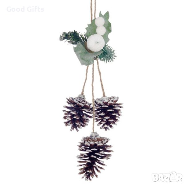 Коледна висулка за декорация със снежни шишарки, 35см, снимка 1