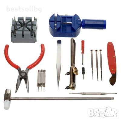 Професионален комплект 16бр часовникарски инструменти пинсета отвертки, снимка 1