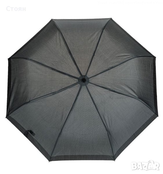 Чадър за дъжд Ръчен черен сив кариран 24см, снимка 1
