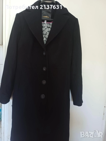 ДАМСКО ЧЕРНО ЗИМНО ПАЛТО KENSOL - Размер 44, снимка 1