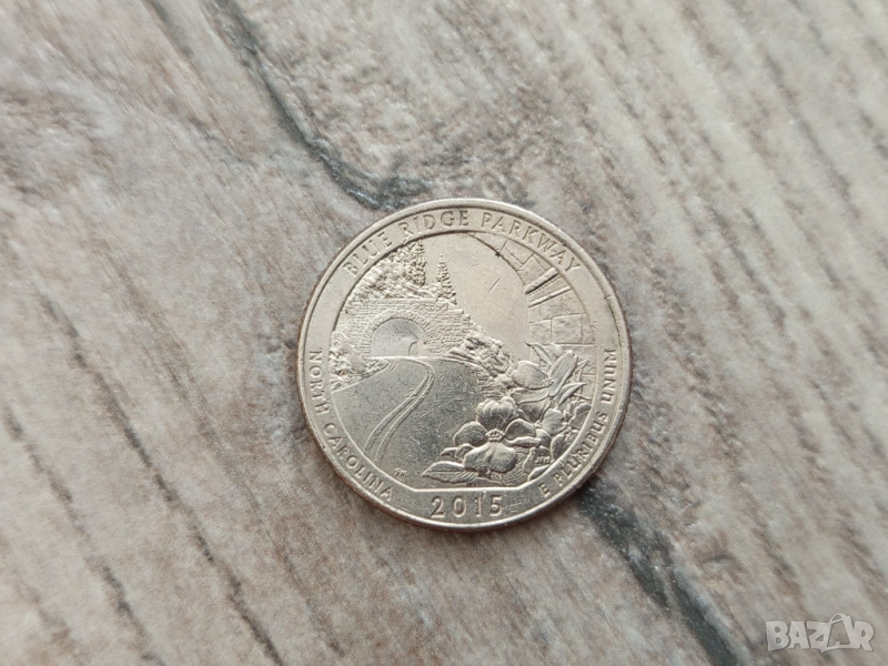 Монета 2015 Съединени Щати Washington Quarter - 25 Cents (Blue Ridge Parkway, North Carolina) , снимка 1