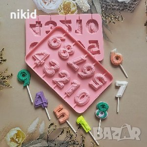 цифри числа на цветя силиконов молд форма за направа на близалки на клечка свещ, снимка 1