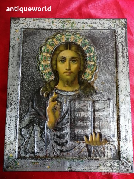 Стара РУСКА Икона Исус Христос 19 Век., снимка 1