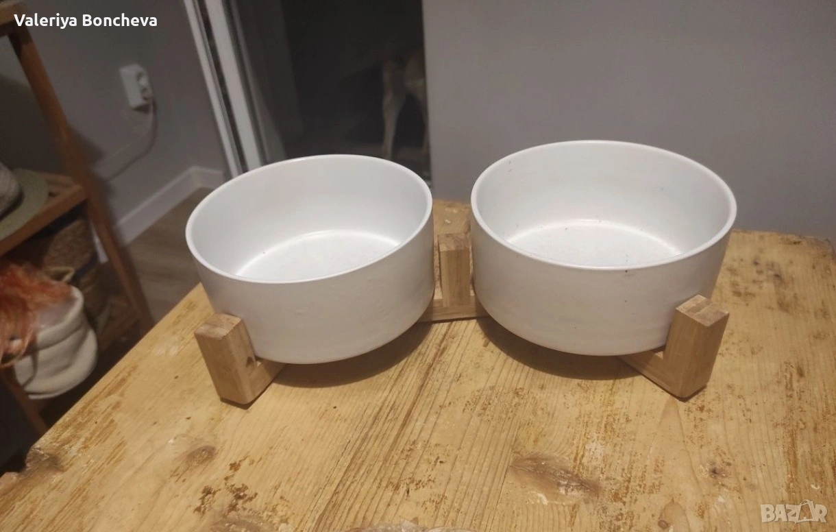 Двойни керамични купички за куче или коте, снимка 1
