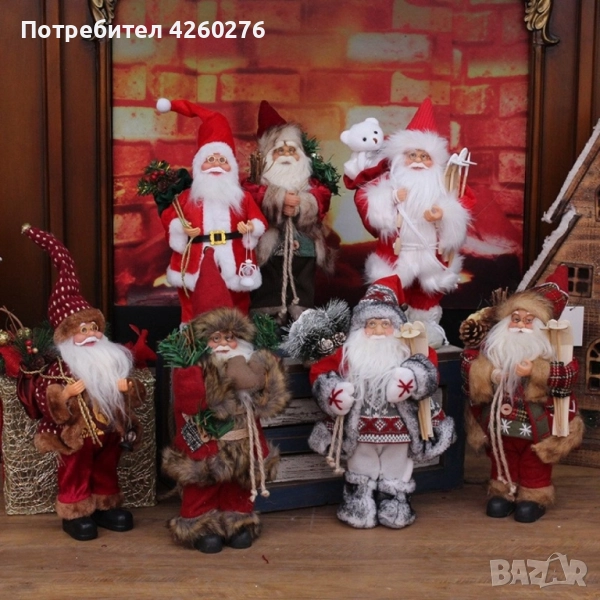 Фигурка Дядо Коледа с чувал и фенер, 30 см. SD27, снимка 1