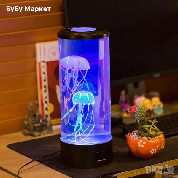 Настолна LED лампа аквариум с медузи , снимка 1