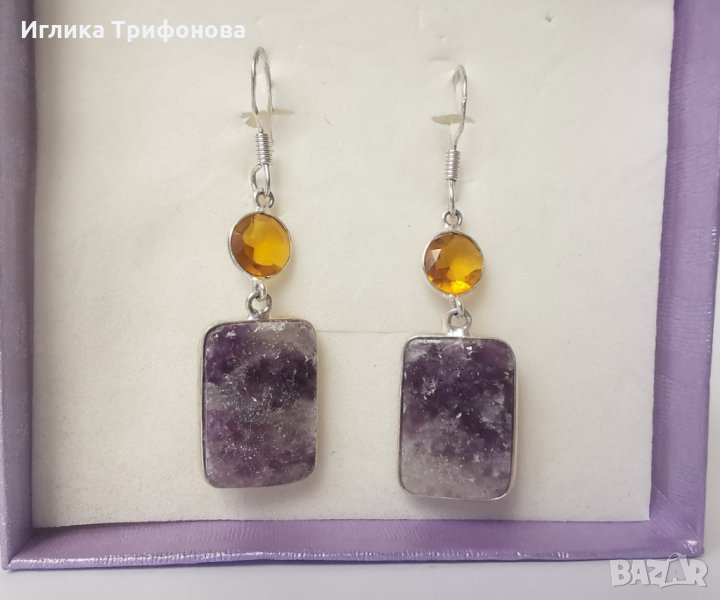 Обици от аметист и цитрин, снимка 1