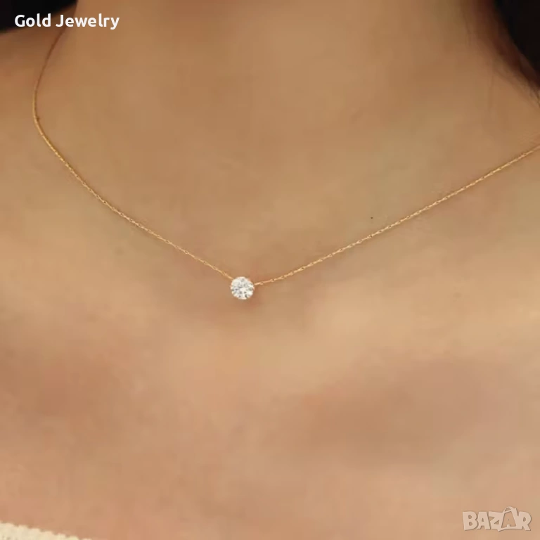 Деликатно и минималистично кръгло златно колие с висулка., снимка 1