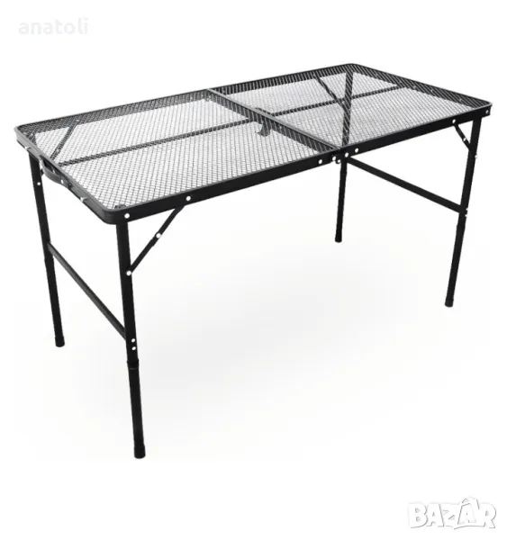 Метална сгъваема маса за градина или туризъм, 90x60x66 см, регулируема черна чисто нова от Германия , снимка 1