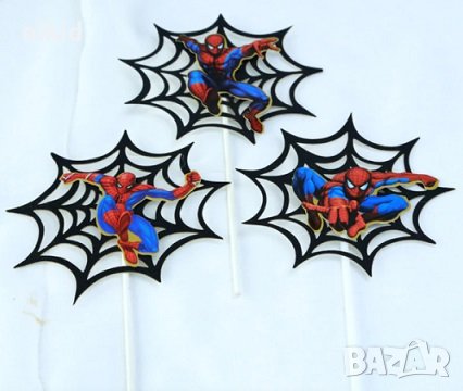 3 бр Спайдърмен Spiderman Мрежа Паяжина меки топери украса декор за торта, снимка 1