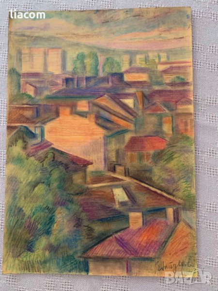 ЕЛКА НАЙДЕНОВА градски пейзаж – Пастел, снимка 1