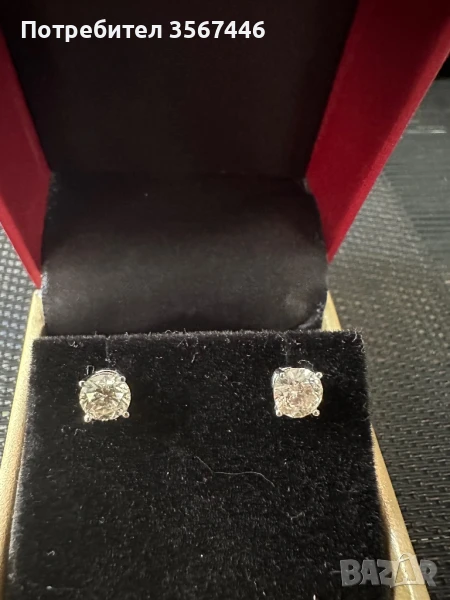 2 карата Диамантени обеци в 14 карата бяло злато, снимка 1