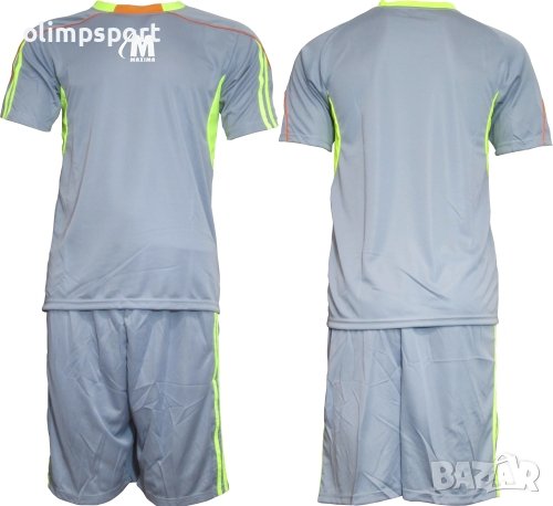 Екип за футбол/ волейбол/ хандбал фланелка с шорти сиво, ел. зелено и оранжево. , снимка 1