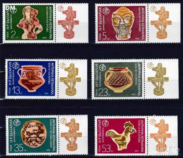България 1978 - керамика с винетки MNH, снимка 1
