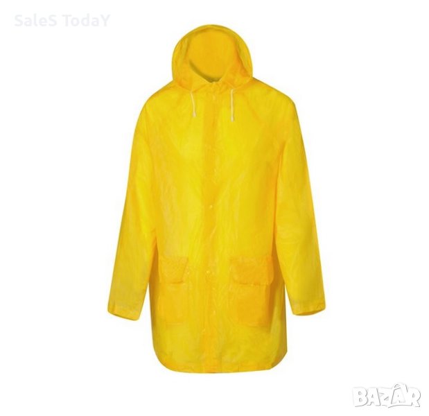 Дъждобран с качулка, Водоустойчив, жълт за възрастни, 88x66 см, снимка 1