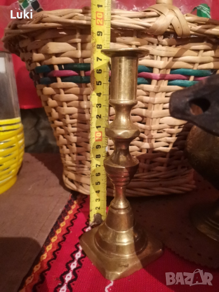 автентичен месингов свещник от 19 век , снимка 1