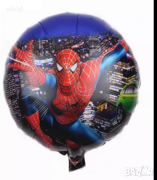 Спайдърмен Spiderman нощ кръгъл фолио фолиев балон хелий или въздух рожден ден, снимка 1