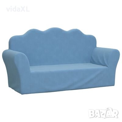 vidaXL 2-местен детски диван, син, мек плюш(SKU:341867, снимка 1
