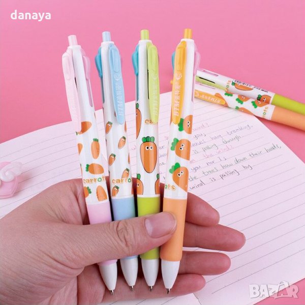 1689 Химикал с цветен принт Морковчета 4 цвята в 1, снимка 1