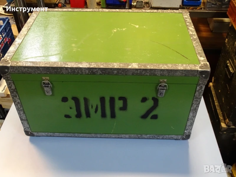 Индустриален дървен сандък с обков 580х380х310mm, снимка 1