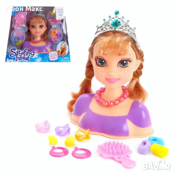 Кукла Глава за прически с корона и аксесоари , снимка 1