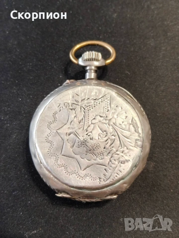 Швейцарски СРЕБЪРЕН джобен часовник 1900г. - 10 РУБИНА - ПРОМОЦИЯ, снимка 13 - Джобни - 51648205