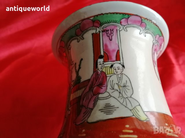 Стара Китайска Ваза ,Династия Куанлонг Family Rose, снимка 3 - Антикварни и старинни предмети - 38874226