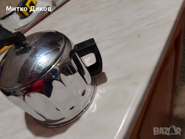 Захарница молокница метална СССР от соца с дръжки гравирана и втора МНЦ, снимка 16 - Антикварни и старинни предмети - 53499097