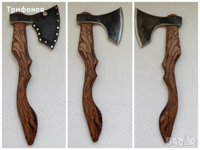 Скандинавска брадва, викинг с резбована дръжка "ОРЕЛ" - ръчна изработка, снимка 6 - Колекции - 30567650