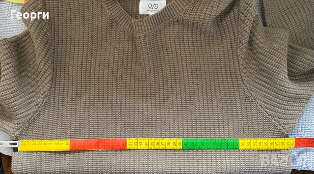 Унисекс пуловери от рипсено плетиво в цвят каки с кръгло деколте, снимка 3 - Пуловери - 52288510