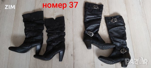 ЕСТЕСТВЕНА КОЖА Дамски черни ботуши-номер 37