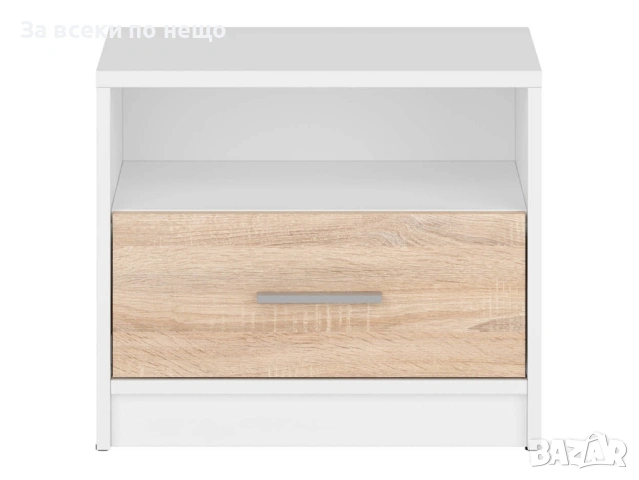 Нощно шкафче NEPO PLUS KOM1S корпус бяло/фронт дъб сонома Код P1977, снимка 2 - Шкафове - 53926970