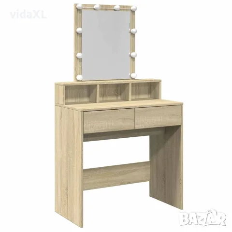 vidaXL Тоалетка с LED, дъб сонома, 80x41x144,5 см