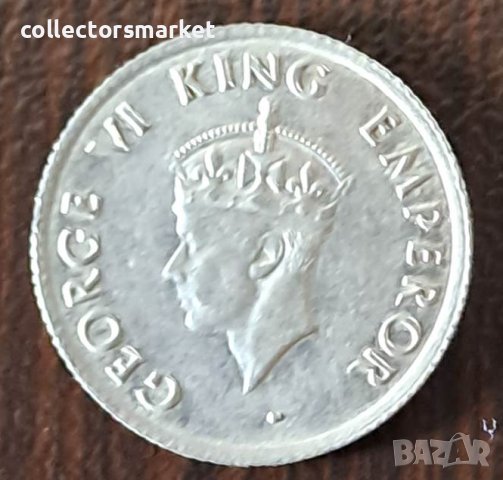 1/4 рупия 1946, Индия, снимка 2 - Нумизматика и бонистика - 44226429