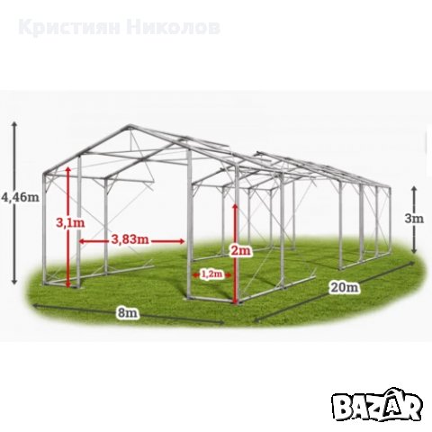 Мобилно хале с размери 8 x 20 x 3 m / 4.46 m - Euroagro, снимка 2 - Други машини и части - 35233362