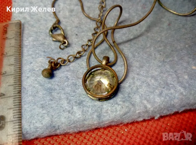 СТАРО ПОСРЕБРЕНО НЕЖНО КОЛИЕ с МЕДАЛЬОН с ФАСЕТИРАН БЛЕСТЯЩ КРИСТАЛ 38793, снимка 5 - Колиета, медальони, синджири - 47336494