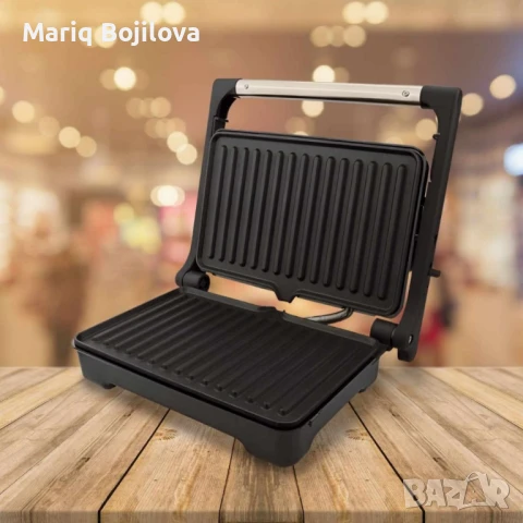 Тостер-сандвич Rosberg 1500W, Грил незалепващи бр. 1 плочи, Инокс с черно, 2 ГОДИНИ ГАРАНЦИЯ, снимка 5 - Тостери - 51143053