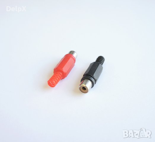 Букса за кабел черен/червен RCA(ж), снимка 1 - Други - 42603212