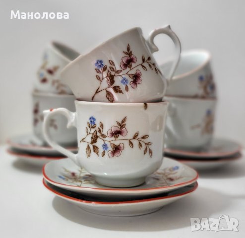 Сервиз за кафе, произведен в порцеланова фабрика ”Коста Йорданов” Видин., снимка 5 - Сервизи - 42696428